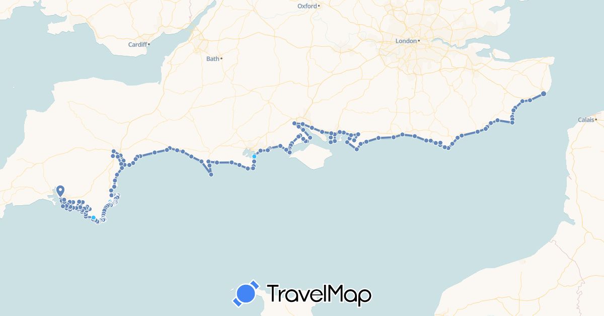 TravelMap itinerary: driving, cycling, boat in United Kingdom (Europe)